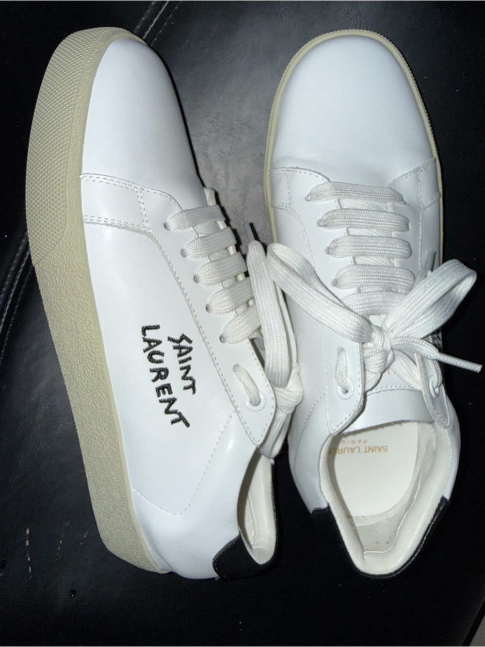 Saint Laurent White Leather Low-Top Sneakers